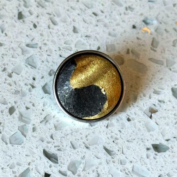 RARE Noosa Amsterdam Chunk Tantra Black & Gold Snap Charm Jewelry Handmade Art - Picture 1 of 4